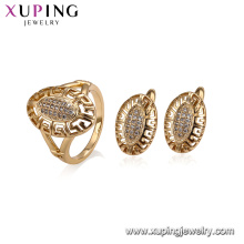 64666 Xuping vogue jewelry set for women ring and earrings trendy 18k gold oval shaped two pieces set